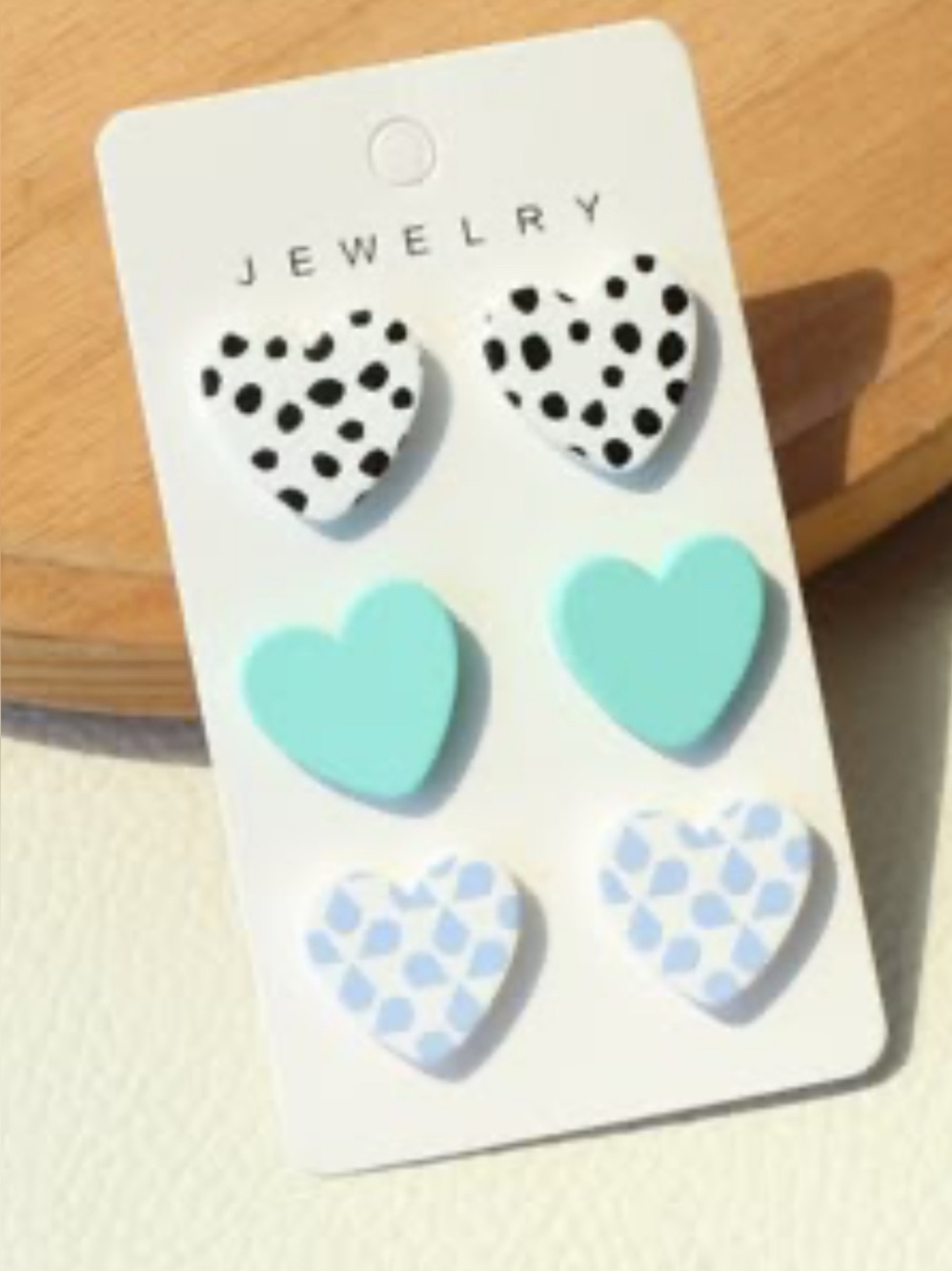 NWT: Heart Earring Pack - White, Light Blue, Turquoise